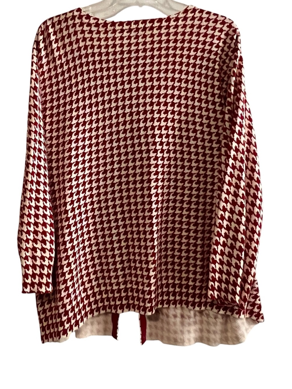 Talbots Woman Houndstooth Cardigan Red White - 100% Cotton - 1X - Picture 2 of 4